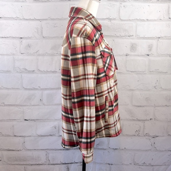 Sage Ladies' Plush Plaid Shirt Jacket Red - Picture 6 of 10